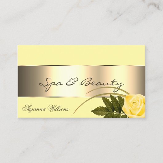 Geel en goudkleurig Roos met foto Visitekaartje (Voorkant)