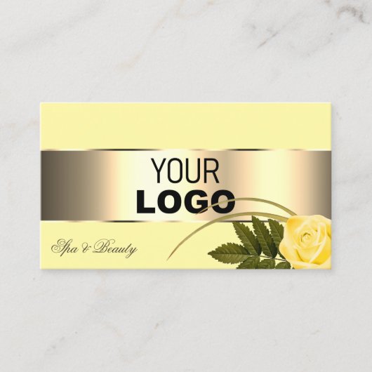 Geel en goudkleurig Roos met Logo Visitekaartje (Voorkant)