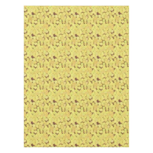 Geel en goudmaaltijd op chocolade bruin tafelkleed (Voorkant)