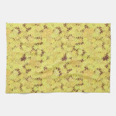 Geel en goudmaaltijd op chocolade bruin theedoek (Horizontaal)