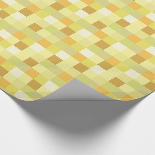 Geel en goudpixelaatpatroon cadeaupapier (Hoek)