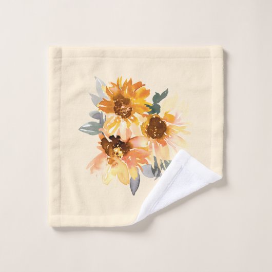 Geel en goudzonnebloemen Bleek Gele achtergrond Bad Handdoek (Wasdoekje)