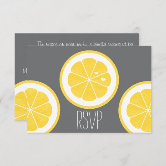 GEEL- EN GRATIS LEMOM-THEMA'S MET RSVP-RESPONSCARD RSVP KAARTJE (Voorkant / Achterkant)