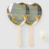 Geel en grijs 2021 kleur 'Wedding' Sunset décor Handwaaier (Voorkant en achterkant)