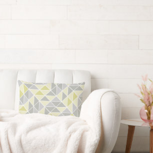 Geel en grijs Abstract driehoekspatroon Kussen
