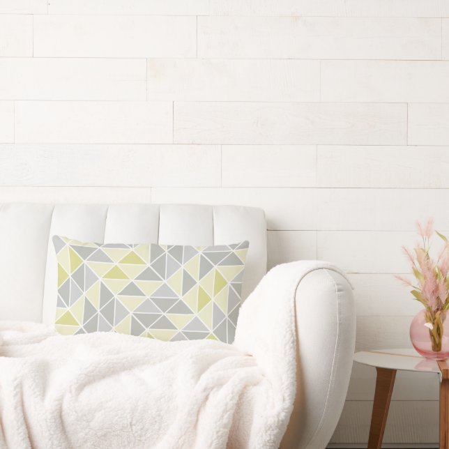 Geel en grijs Abstract driehoekspatroon Kussen (Bank)