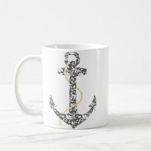 Geel en grijs Anchor Beach Wedding Koffiemok (Links)