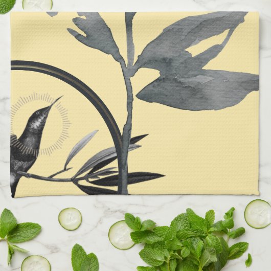 Geel en grijs artistieke Waterverf lekt Theedoek (Gevouwen)