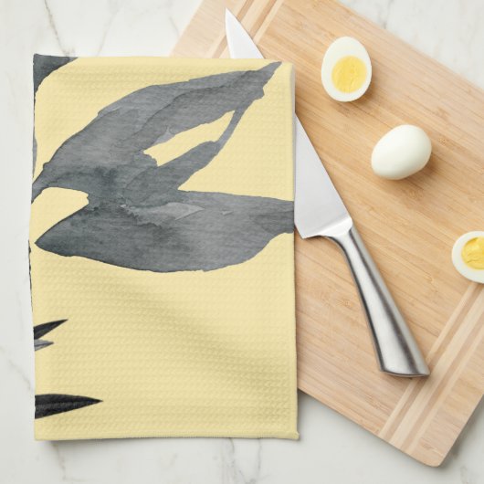 Geel en grijs artistieke Waterverf lekt Theedoek (Quarter Fold)
