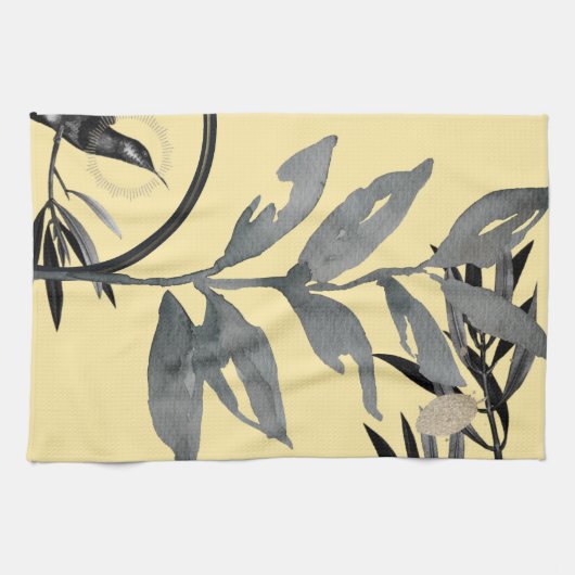 Geel en grijs artistieke Waterverf lekt Theedoek (Horizontaal)