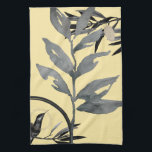 Geel en grijs artistieke Waterverf lekt Theedoek<br><div class="desc">Elegant keukenhanddoek is voorzien van een botanische artistieke waterverf in een geel en grijs kleurenpalet met een waterverf blad, omhuld door olijftakken en een kolibrie omringd door een geometrische cirkelsamenstelling in zwarte en zilveraccenten. Voeg een beetje elegantie toe aan je keuken met deze stijlvolle, botanische keukenhanddoek. Een stijlvolle moderne toevoeging...</div>