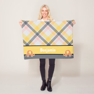 Geel en grijs Baby Elephant Fleece Blanket