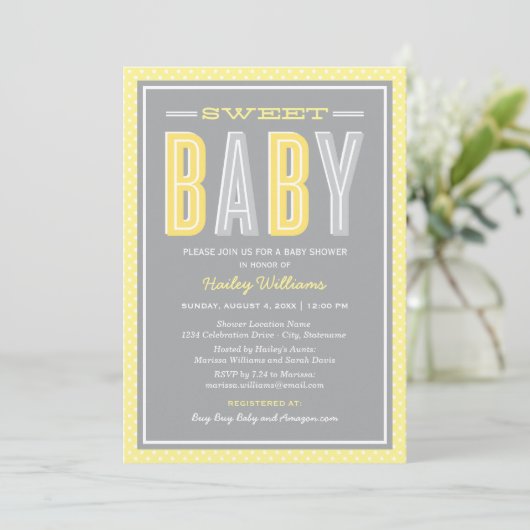 Geel en grijs Baby, gezoet Kaart (Staand voorkant)