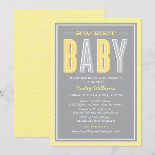 Geel en grijs Baby, gezoet Kaart (Voorkant / Achterkant)