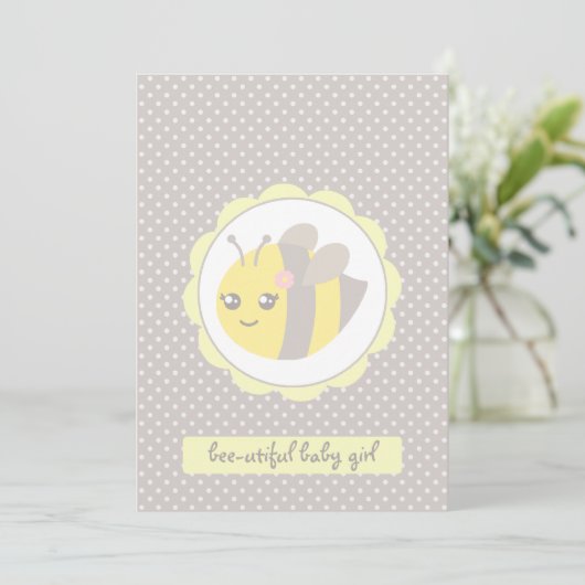 Geel en grijs Baby Kaart (Staand voorkant)