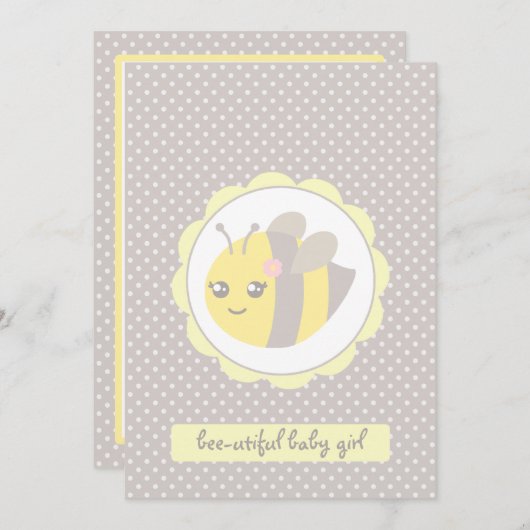 Geel en grijs Baby Kaart (Voorkant / Achterkant)