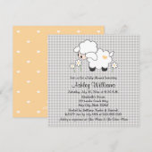 Geel en grijs Baby Lam Baby shower Kaart (Voorkant / Achterkant)