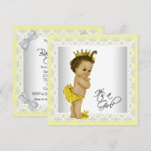 Geel en Grijs  Baby Meisje Douche Kaart (Voorkant / Achterkant)