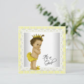 Geel en Grijs  Baby Meisje Douche Kaart (Staand voorkant)