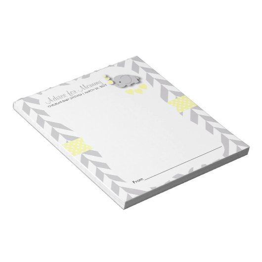 Geel en grijs Baby shower 2 - Advies Notitieblok (Schuin)