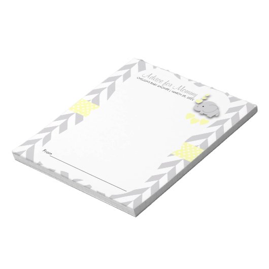 Geel en grijs Baby shower 2 - Advies Notitieblok (Linkerzijde)