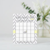 Geel en grijs Baby shower Bingo (Staand voorkant)