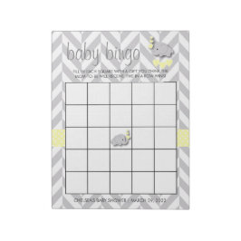 Geel en grijs Baby shower Bingo Game Notitieblok