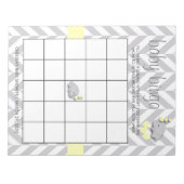 Geel en grijs Baby shower Bingo Game Notitieblok (Voorkant)