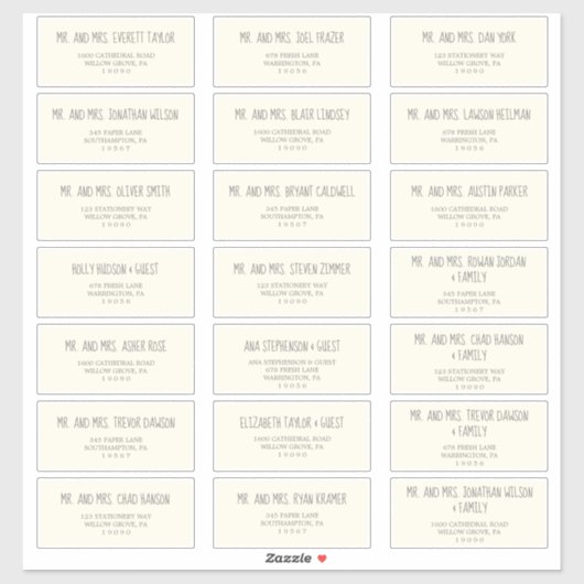 Geel en grijs Baby shower GastAdresetiketten Sticker (Vel)