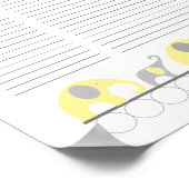 Geel en grijs Baby shower Gift List Poster (Hoek)