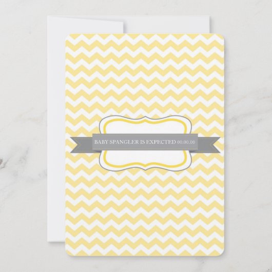 Geel en grijs Baby shower Kaart (Achterkant)