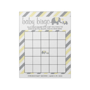 Geel en grijs Baby shower met breukrijst - Bingo Notitieblok