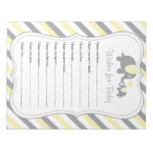 Geel en grijs Baby shower met ellephant - Vernisse Notitieblok (Voorkant)