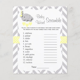 Geel en grijs Baby shower met olifant - Scramble Flyer