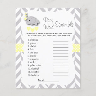 Geel en grijs Baby shower met olifant - Scramble Flyer