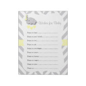 Geel en grijs Baby shower met olifant - Vernissen Notitieblok (Linkerzijde)
