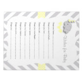 Geel en grijs Baby shower met olifant - Vernissen Notitieblok (Voorkant)