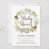  geel en grijs Baby shower met zwavel Kaart (Voorkant)