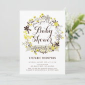  geel en grijs Baby shower met zwavel Kaart (Staand voorkant)