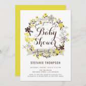 geel en grijs Baby shower met zwavel Kaart (Voorkant / Achterkant)