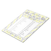 Geel en grijs Baby shower Snoep Notitieblok (Schuin)