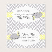 Geel en grijs Baby shower | Snoep Toppers Visitekaartje (Buitenkant ongevouwen)