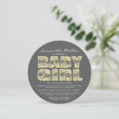 Geel en grijs Baby shower, uitgenodigd Kaart (Staand voorkant)