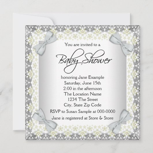 Geel en grijs Babymeisje Kaart (Achterkant)