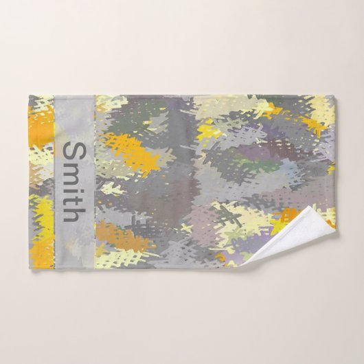 Geel en grijs bad handdoek (Handdoek)