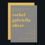 Geel en grijs bat Mitzvah Kaart<br><div class="desc">Bold Typography Yellow and Gray Modern Bat Mitzvah Invitation</div>