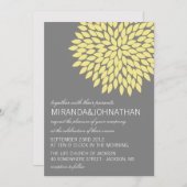 Geel en grijs Bloed Design Wedding Invitations Kaart (Voorkant / Achterkant)