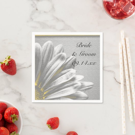 Geel en grijs bloemig hoogtepunt bruiloft servetten (Insitu)