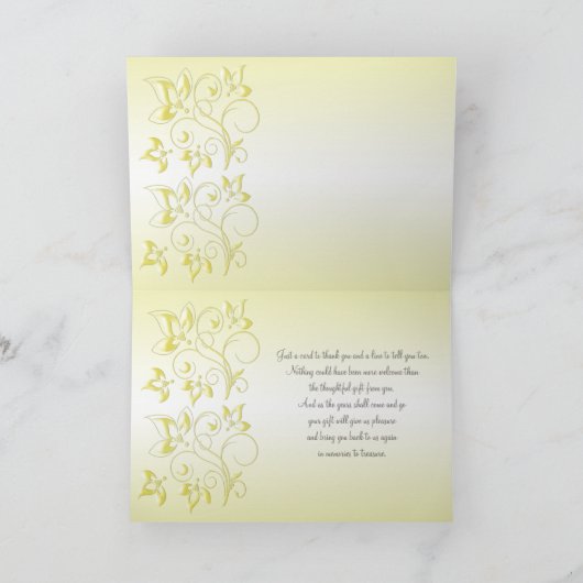 Geel en grijs bloemkaart voor dankjewel bedankkaart (Binnen)