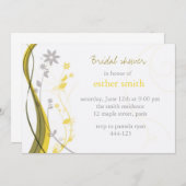 Geel en grijs bloemkool uitnodiging (Voorkant / Achterkant)